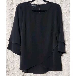 Alyx Blouse Womens M Black Fairygoth Officecore Romantic‎ Bell Sleeve Modest